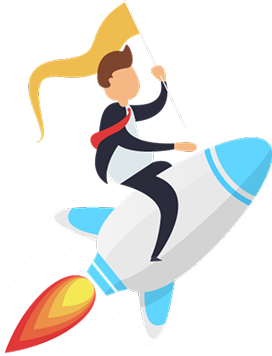 homem em foguete voando em ilustração 2d da seon